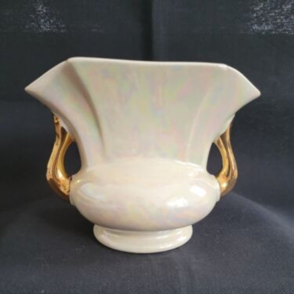 White & Gold Lusterware Vase